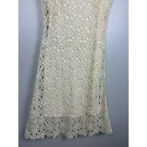 Lauren Ralph Lauren Cream Ivory Crochet Lace Dress XS Wedding Boho Floral Beach - Picture 3 of 7